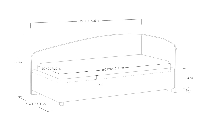 Кровать «Paola R», 90x200 см, энигма десерт фото 1