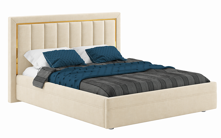 Кровать «Vanessa» с метал. декором, 160x200 см, велюр zizi 002 фото 1