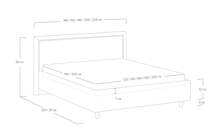 Кровать «Bergamo», 160x200 см, монтего серый фото 1