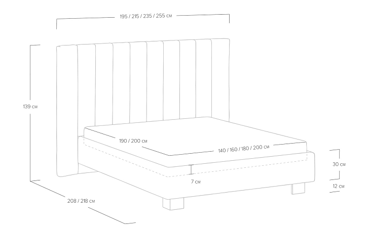 Кровать «Barbara», 180x200 см, фултон графит фото 1