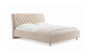 Кровать «Olivia» со стразами, 160х200 см, микровелюр бежевый