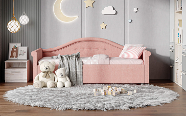 Кровать «Maria», 90x200 см, тедди розовый