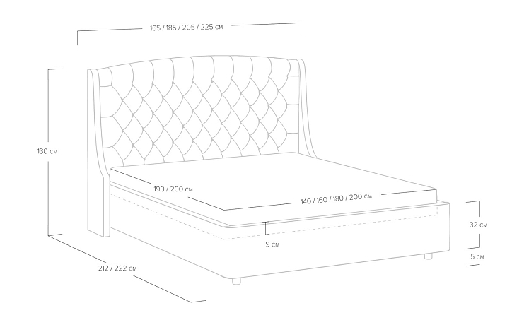 Кровать «Vanessa» с метал. декором, 160x200 см, велюр zizi 602 фото 1