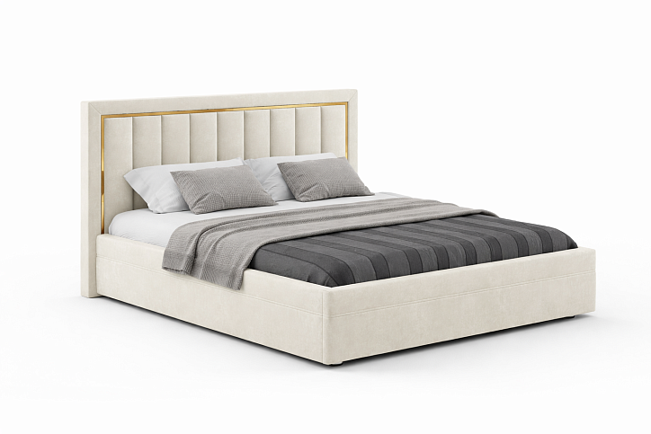 Кровать «Vanessa» с метал. декором, 160x200 см, велюр zizi 602 фото 1